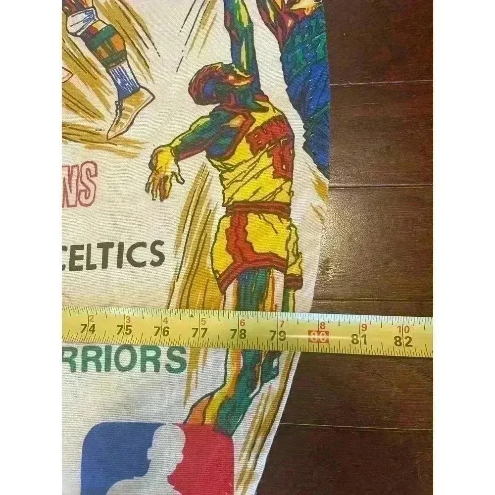 Vintage NBA Bed Sheet Basketball Team Bulls Bucks Hawks 70s Bed Sheet fabric